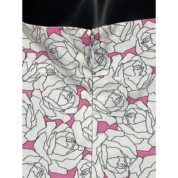 Bebe White Pink Rose Silk Dress Size Small S Shift Romantic Sleeveless EUC - Picture 6 of 11